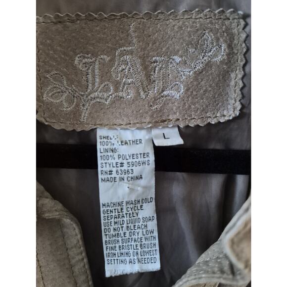 Live A Little Leather Suede Jacket Size L Tan Brown - Picture 4 of 4